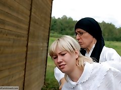 A severe caning for a Russian country girl