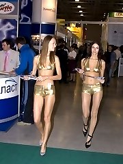 Saucy dolls spied on cam when modeling in shorts