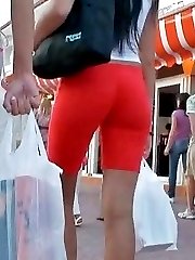 Hot girls in booty shorts very quickly made the cameraman feel the hardon in his pants