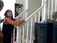 Chubby chinese nephew fuck and creampie on the stairs