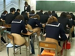 Public sex with hot Japanese schoolgirls during an exam