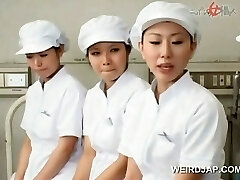 Asian nurses munching cum out of loaded shafts in group
