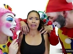 TwistedVisual.Com - Asian Cougar Gangbanged and Double Torn Up by Clowns