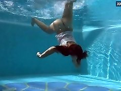 Puzan Bruhova fat teenage in the pool
