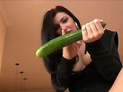 Hot Mature Brunette - Big Dildo & Deep Cucumber