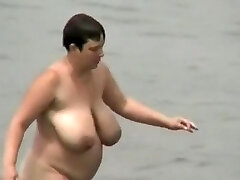 Busty and fat mature nudist