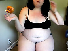 Gigantic Obese Girl with Bloated Stomach 