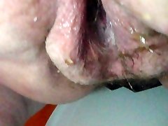 Messy wet pussy after fucking 6 guys and drizzling some