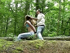 Dominator use huge-boobed damsel for his forest fantasy