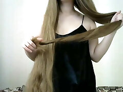 Cool Long Haired Hairplay, Striptease and Brushing