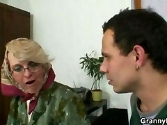 Lonely granny satiates a stranger