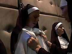 Unrighteous nuns with juicy bubble culos are ready for anal dilation and masturbation