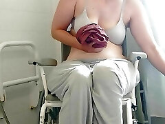 Paraplegic brunette Purplewheelz Brit milf peeing in the shower