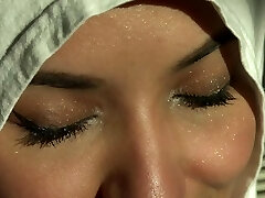 Beautiful Eyes White Hijab Arab Nymph
