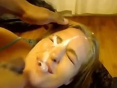 Big Black Cock cums on blond girl on web cam