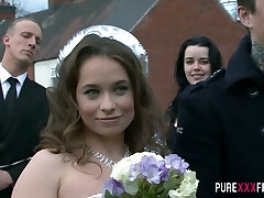Horny bride Olga Cabaeva gets aggressively drilled doggy after the ceremony