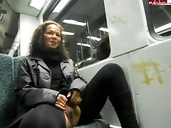 German slut takes a piss on a train