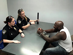 Milky MILF cops interrogating black big dicked suspect