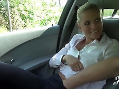 blonde hottie car anal quickie with her manager to cumsh