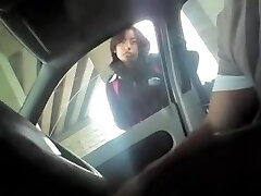 Man in the car panicked amateur with cock flashing