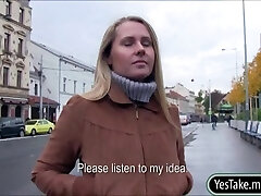 Sexy amateur blondie Czech girl Zuzana honeypot banged for cash