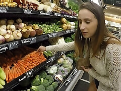 Inspiring senorita visits the supermarket for the nasty demonstrating
