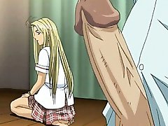 Hentai blonde hottie having anal sex in group cums hard