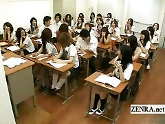Subtitled shy Chinese schoolgirls ENF CMNF nude school