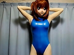 Kigurumi with rubber that is orange bathing suit