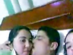 Arab Man kiss Two Arab (Egyptian) Girl in bed