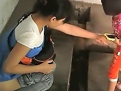 Asian nymphs in an old public toilet