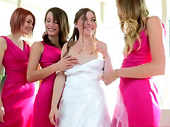 Charming bride takes part in steamy foursome lezzie sex