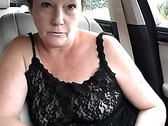 Mature tiny tit bare-breasted dare in car