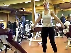 Spandex pants workout with a hot ash-blonde