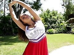 Handsome cheerleader enjoys getting tongued and fucked by her neighbor