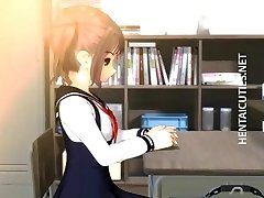 Concupiscent 3D hentai schoolgirl gets fur pie toyed