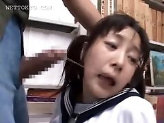 Black-haired asian mouth fucked rock-hard in school library