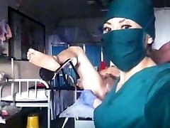 Chinese nurse going knuckle deep