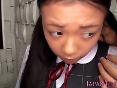 Breasty pigtailed Japanese schoolgirl throat fucked