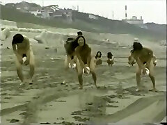japanese naked girls ball playnig on the beach