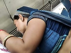 Desi Rajasthani Bhabhi steaming belly in Bus