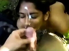 Indian chick taking an outdoor facial