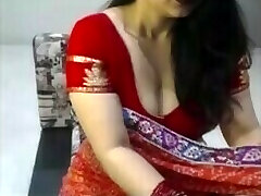 Desi Indian Red Saari bhabhi sexy chat, choot m fake penis