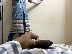 Flashing salami on Indian maid to fuck ( chudai ) in hindi