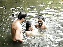 Dirty BIG BOOBS BHABI BATH IN POND WITH  Marvelous DEBORJI (OUTDOOR)