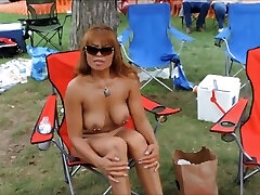 Pierced mature nudists demonstrate everything off at the resort