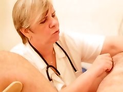 CFNM femdom older doctor examining a pathetic serf