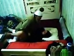 Voyeur tapes an arab hijab damsel having missionary fuckfest with a dude on the bed