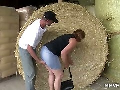 Ultra-kinky farmer tempts chubby mature lady in glasses and pounds her in shed