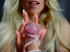Sensual suck off and pearls on cock